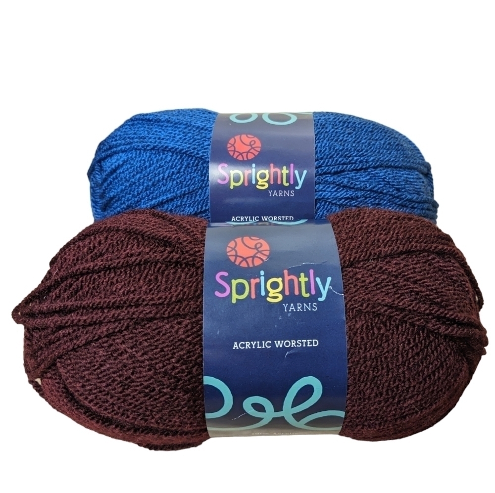 Sprightly Yarn 2pk Denim Blue Dark Mahogany Red Acrylic Worsted Crochet Knit Fun - Picture 5 of 5